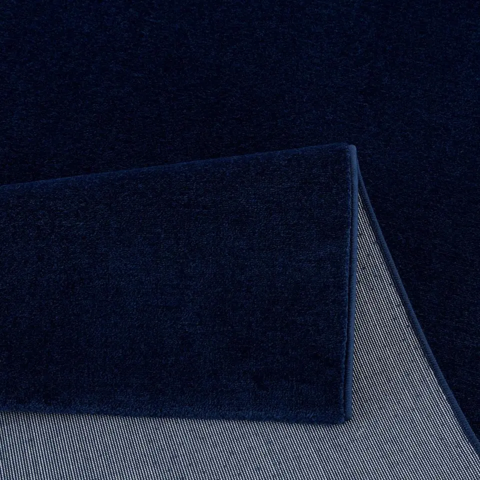Uni Effen Laagpolig Vloerkleed Modern Donker Blauw Navy - 240x340 CM