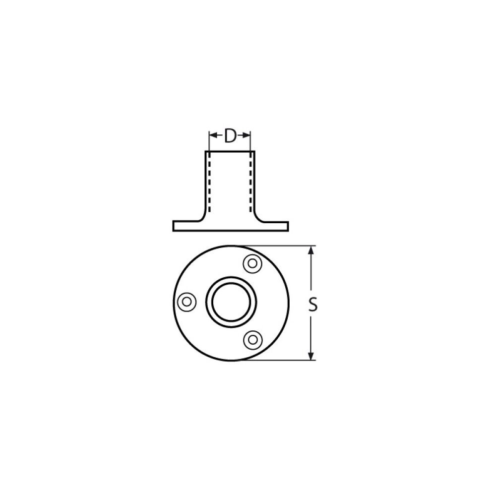 RELINGFOT MARINETECH 90° A4 22MM
