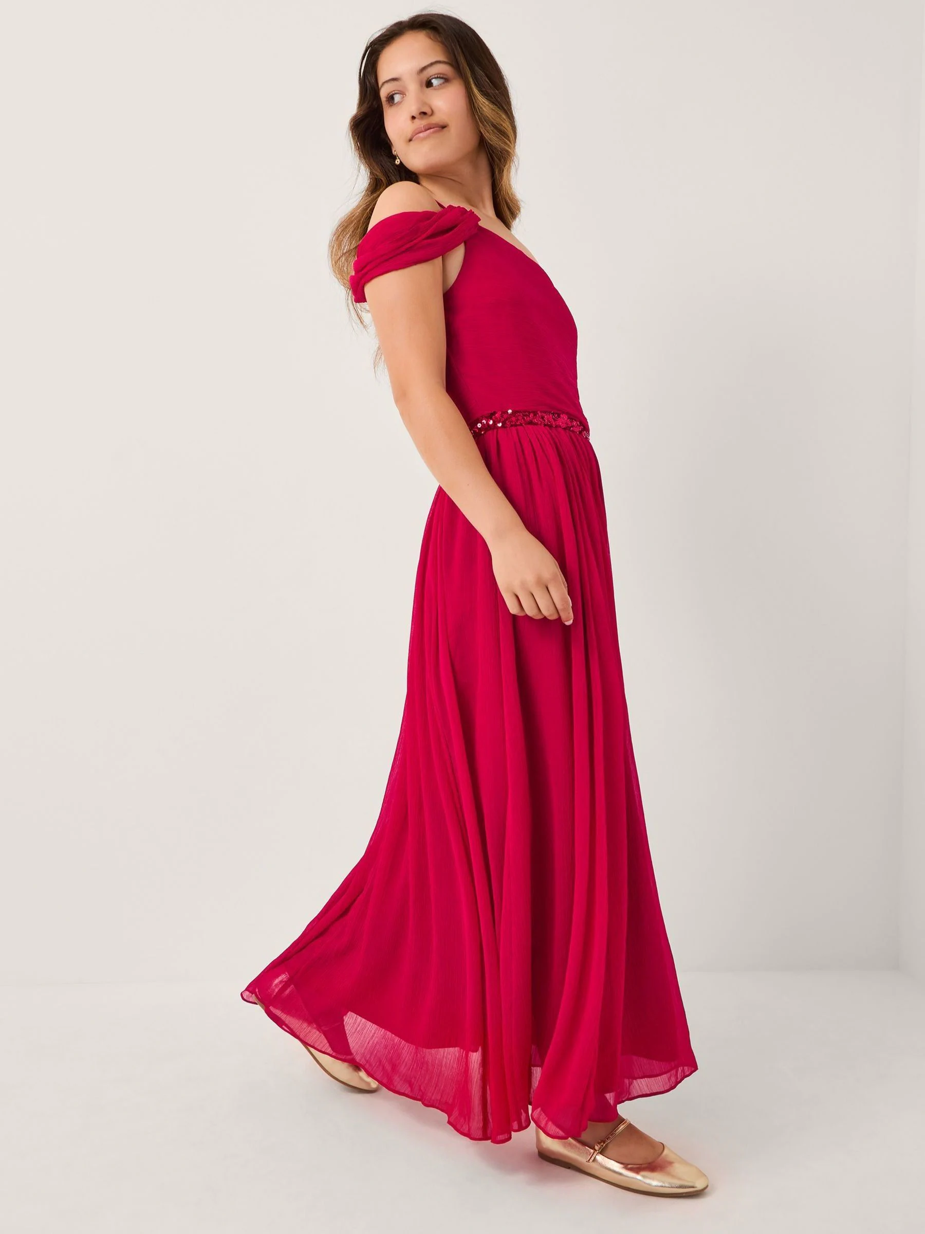 Rood - Monsoon Sequin One Shoulder Prom Dress
