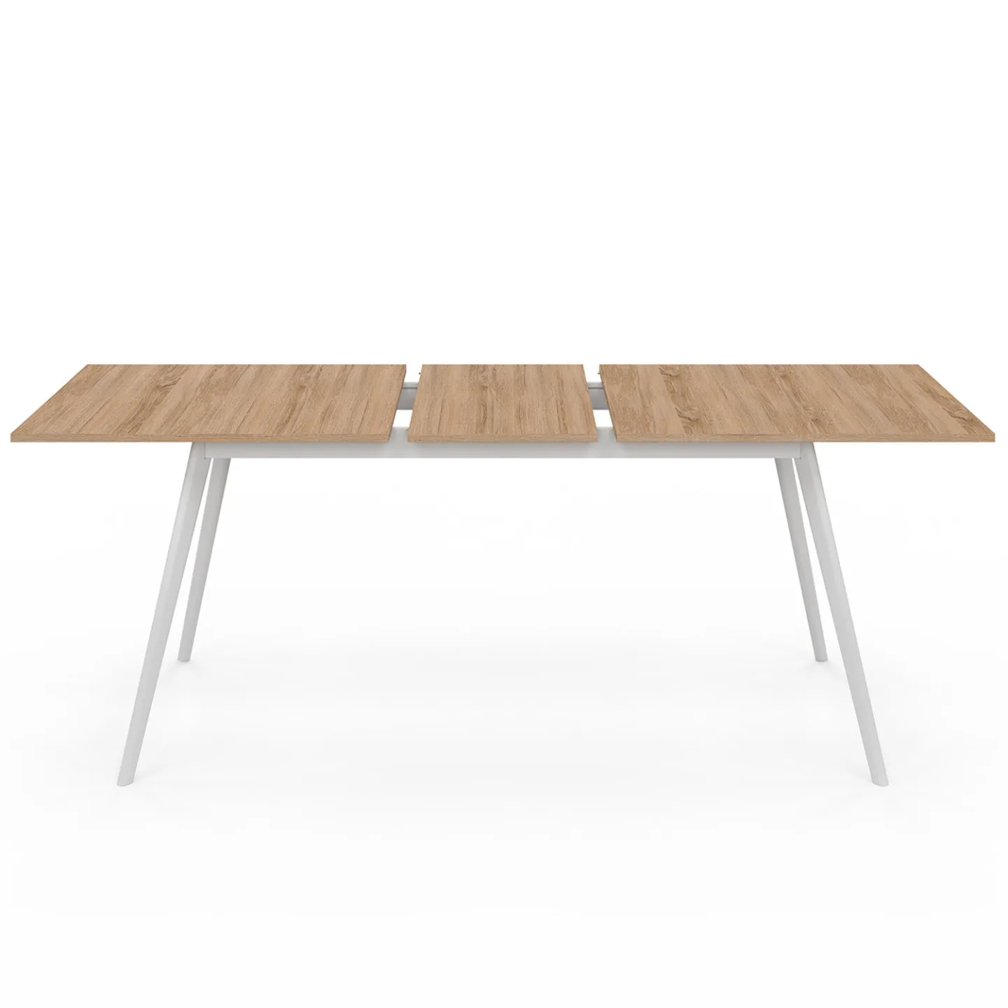 Table scandinave extensible rectangle INGA 6-10 personnes plateau bois pieds blancs 160-200 cm