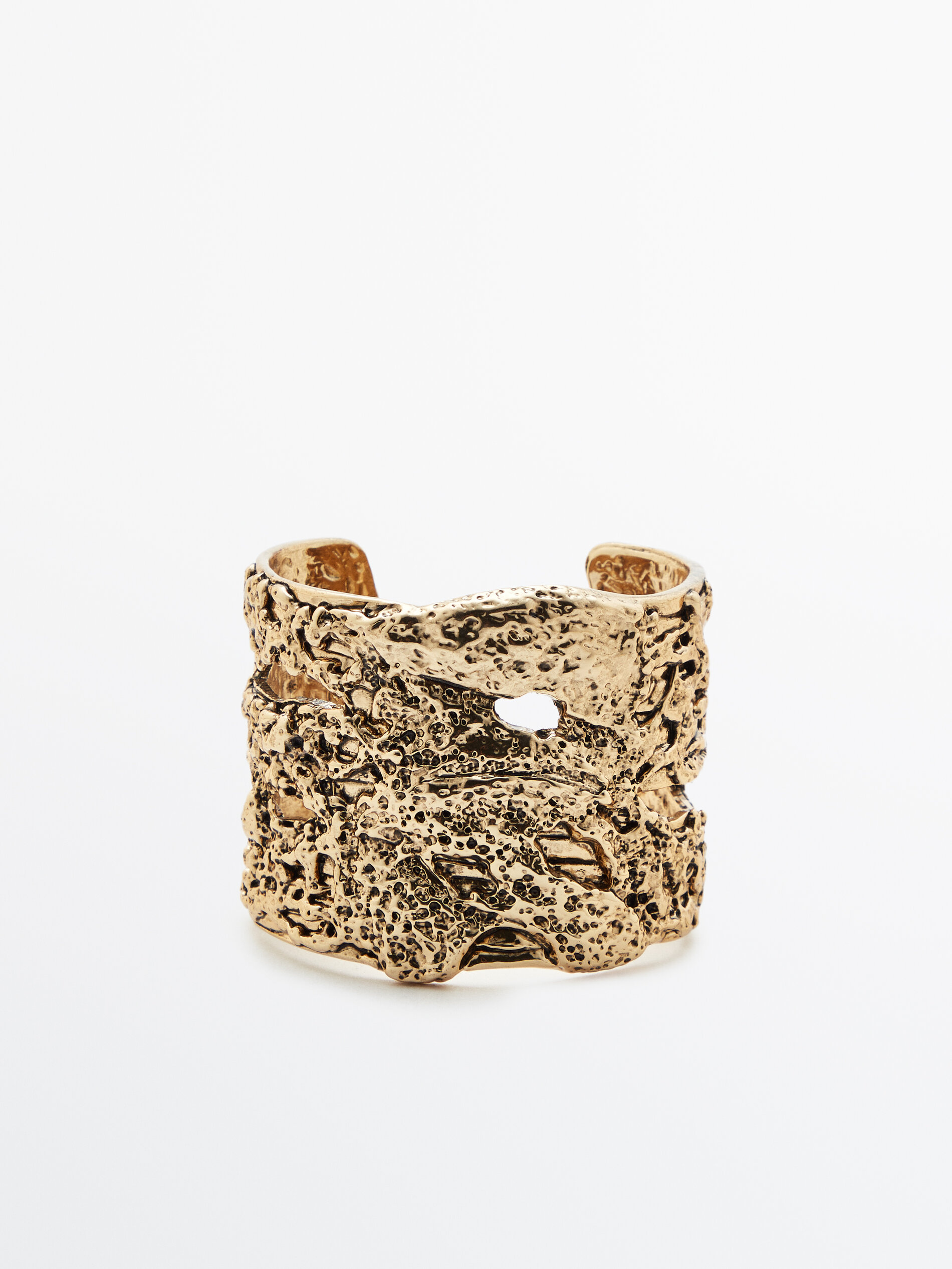 Pulseira rígida com textura banhada a ouro - OURO