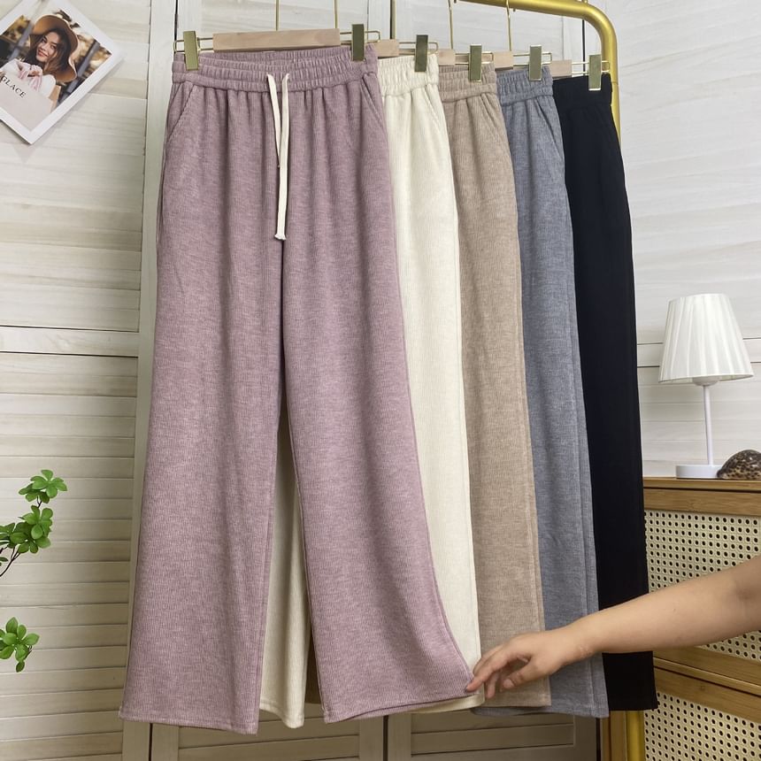 DIYI - Corduroy broek met wijde pijpen en trekkoord