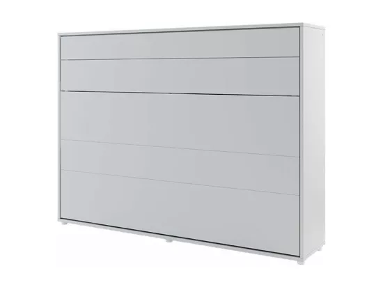 Lit escamotable horizontal avec étagères gris mat Noby 140x200-