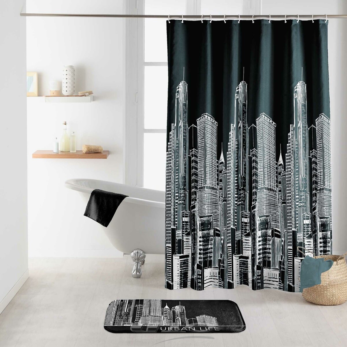 Duschvorhang 180x200 New York NY Badewannenvorhang Wannen Bad Dusche Vorhang
