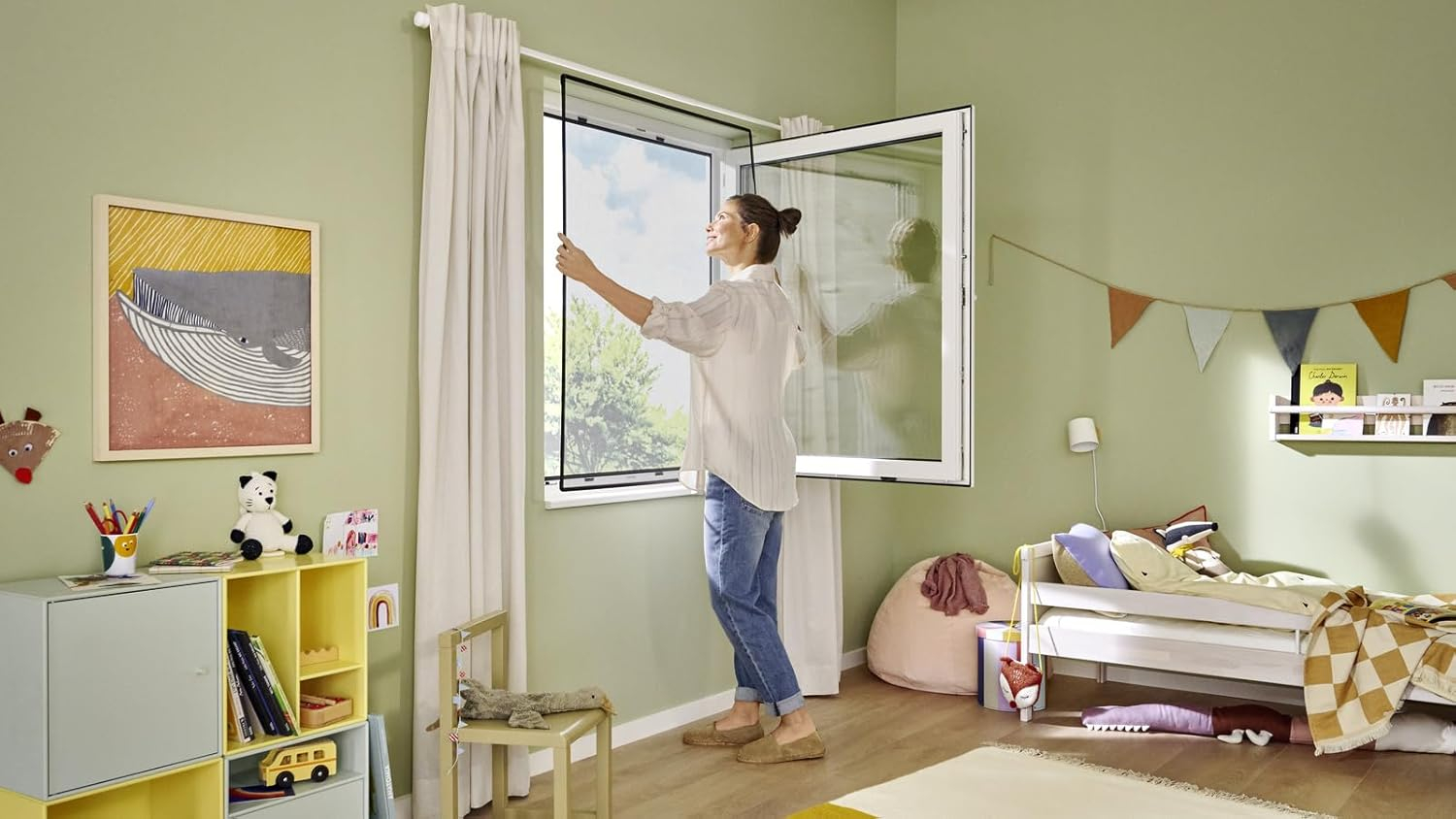 (100x120cm) Clip-On Fenster Fliegengitter zum Einklicken Insect Stop Zuschneidbarer Anklips Rahmen (55360-00000-00) - Anthrazit