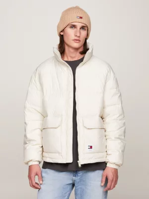 Jaqueta puffer com logo nas costas