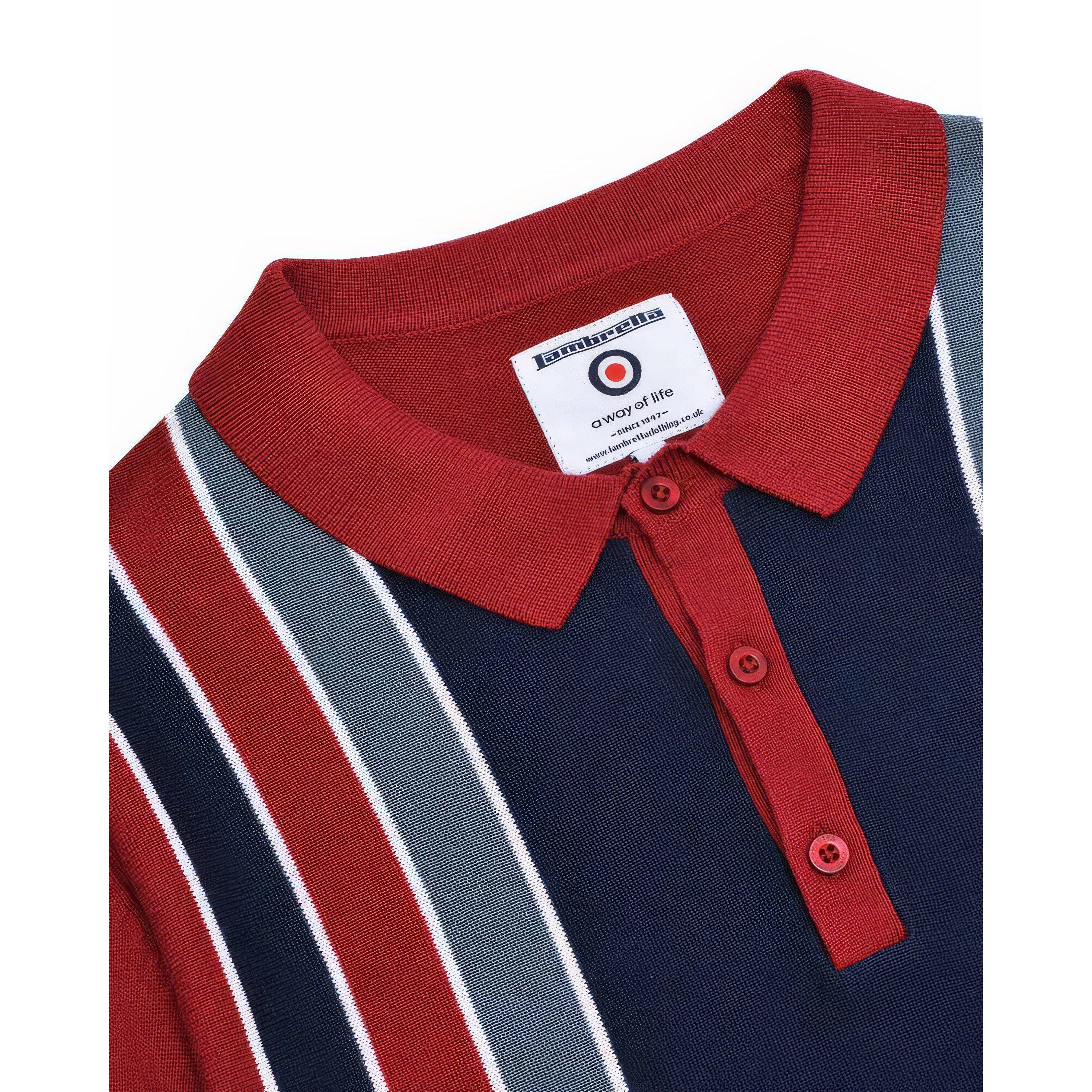 Lambretta Long Sleeve Stripe Knitted Polo