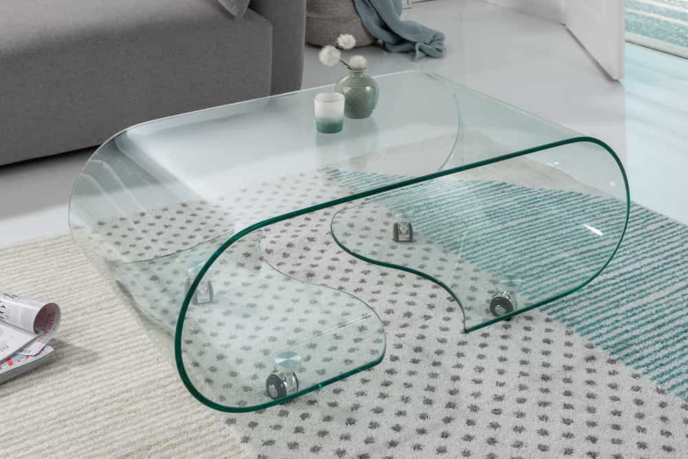 Extravaganter Glas Couchtisch FANTOME 90cm transparent