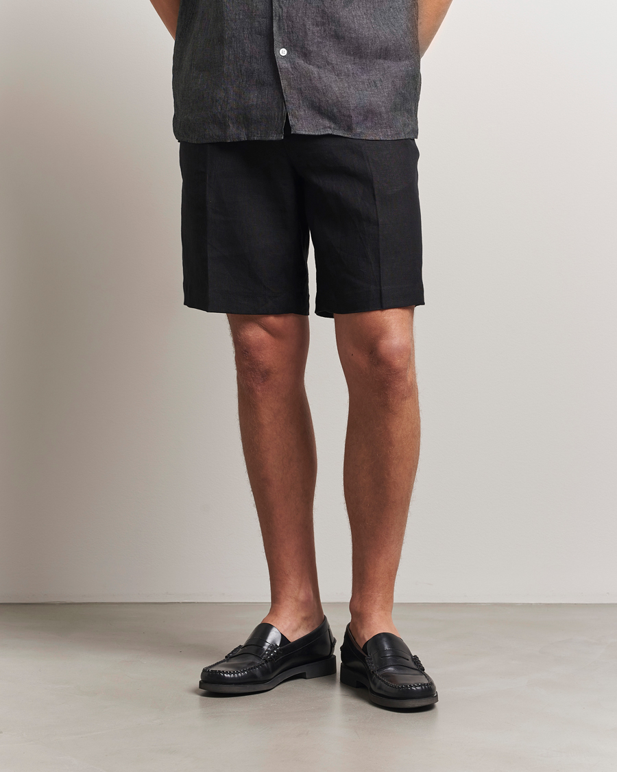 J.Lindeberg Brady Drape Linen Shorts Black