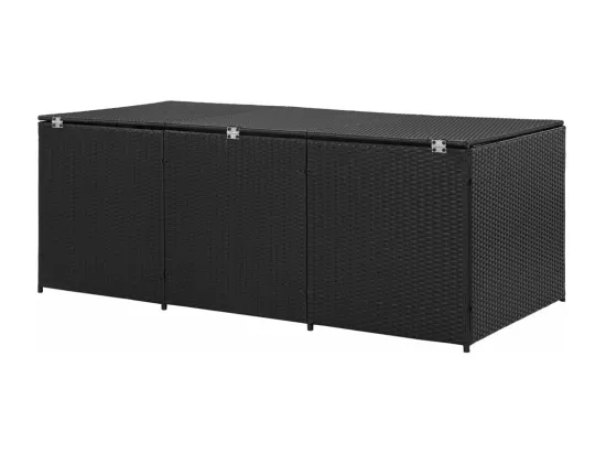 Boîte de rangement de jardin Résine tressée 180x90x70 cm Noir