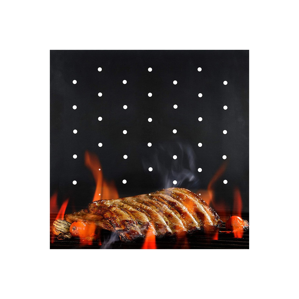 Grillmatte med hull non-stick Sort 5-pak