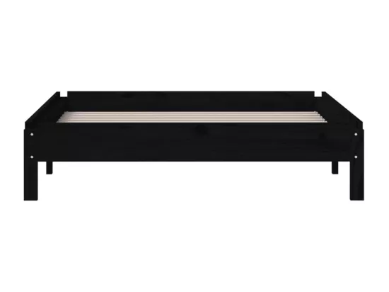 Lit empilable Noir 90x190 cm Bois de pin massif