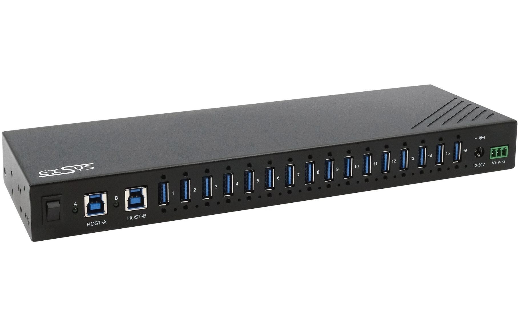 USB-Hub EX-11236HMS<br>16-Ports USB 3.2 Gen 1 Metall HUB für Wand und DIN-Rail