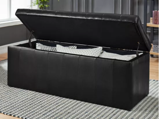 Banc coffre de rangement CONCIERTO en simili - Noir