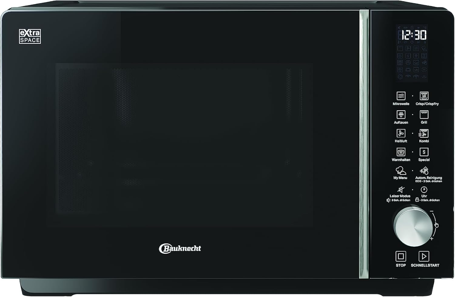 Bauknecht MF 258 B Mikrowelle/Extra Space: Kombi Ohne Drehteller/My Menu/Crisp/Crisp Fry/Spezialprogramme/Heißluft/Quarz Grill/Auto Clean/Autom. Rezepte/ 25 L
