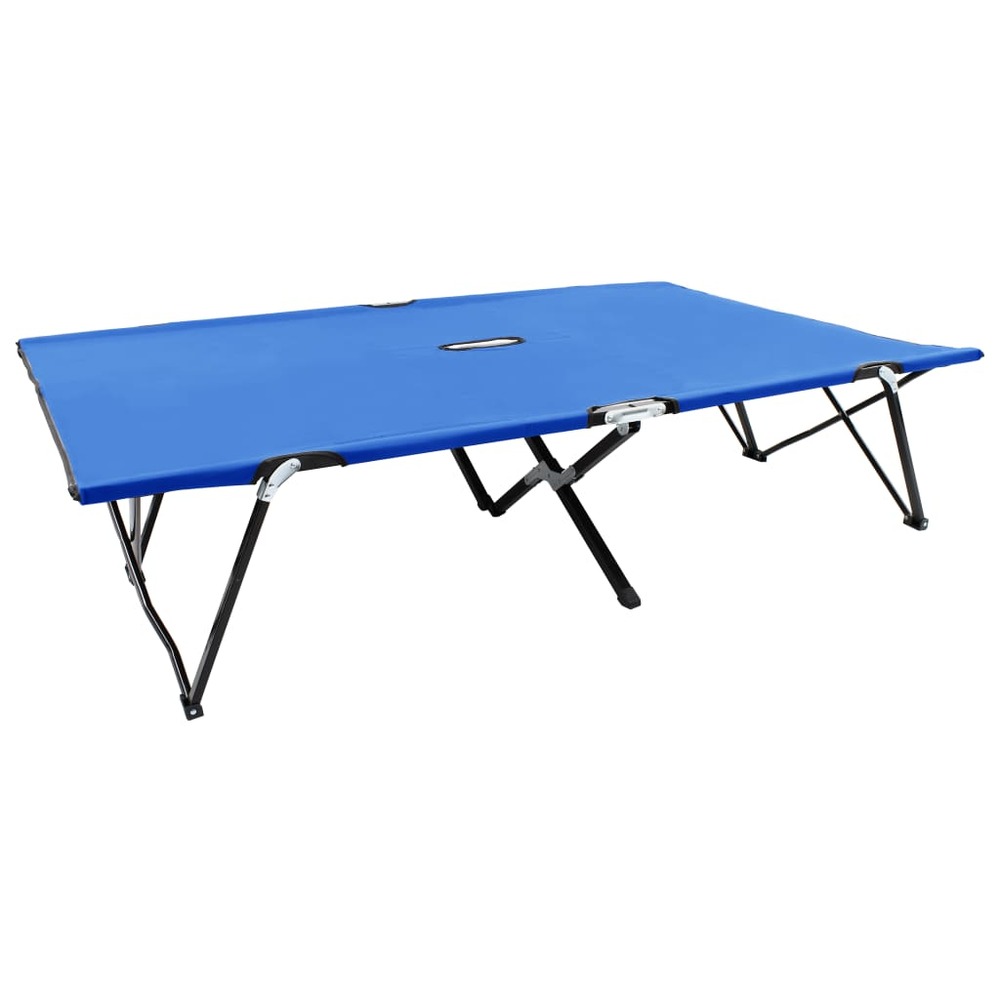 Transat chaise longue bain de soleil lit de jardin terrasse meuble d'extérieur pliable 2 places bleu acier