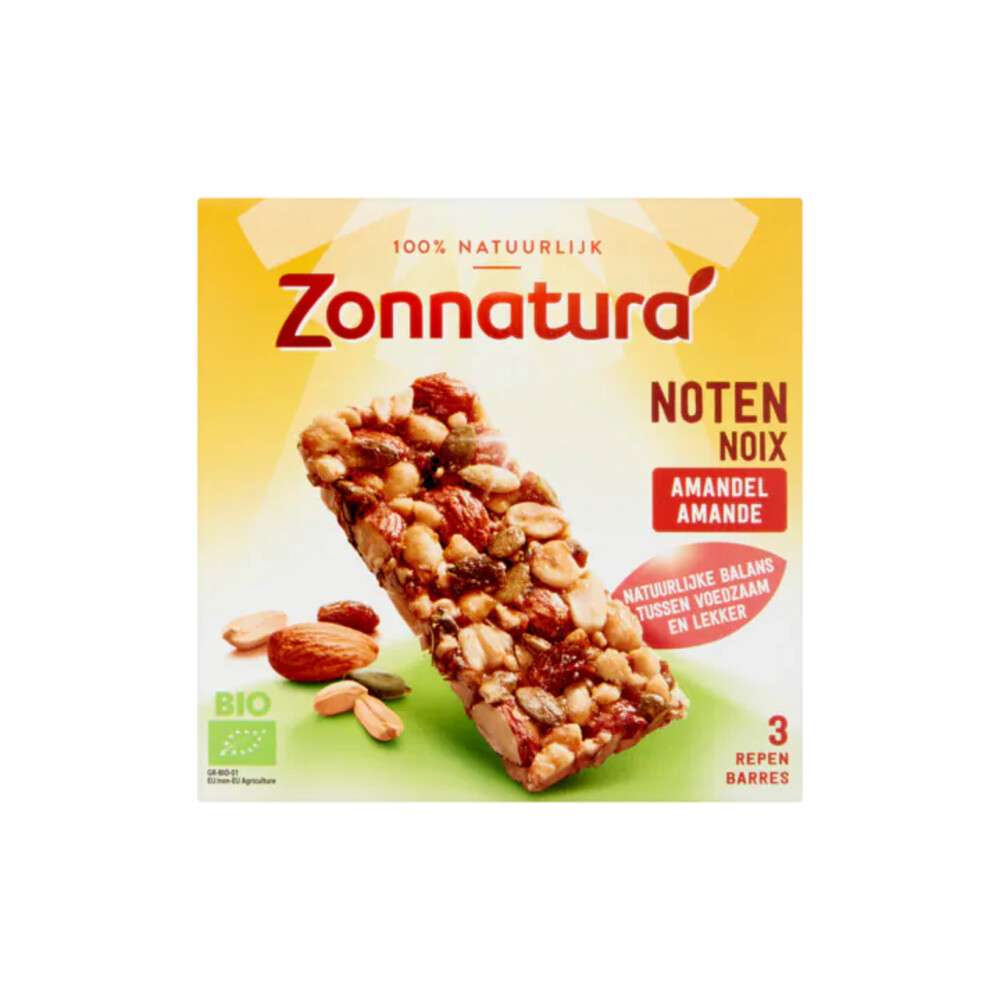 6x Zonnatura Muesli Notenmix Reep Amandel Biologisch3x25 gr