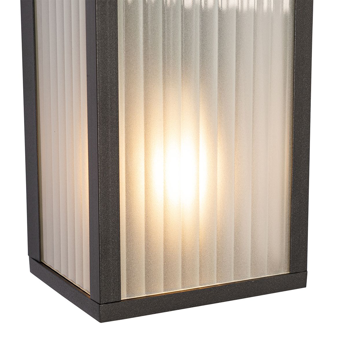 Buiten wandlamp zwart met ribbel glas 2-lichts IP44 - Charlois
