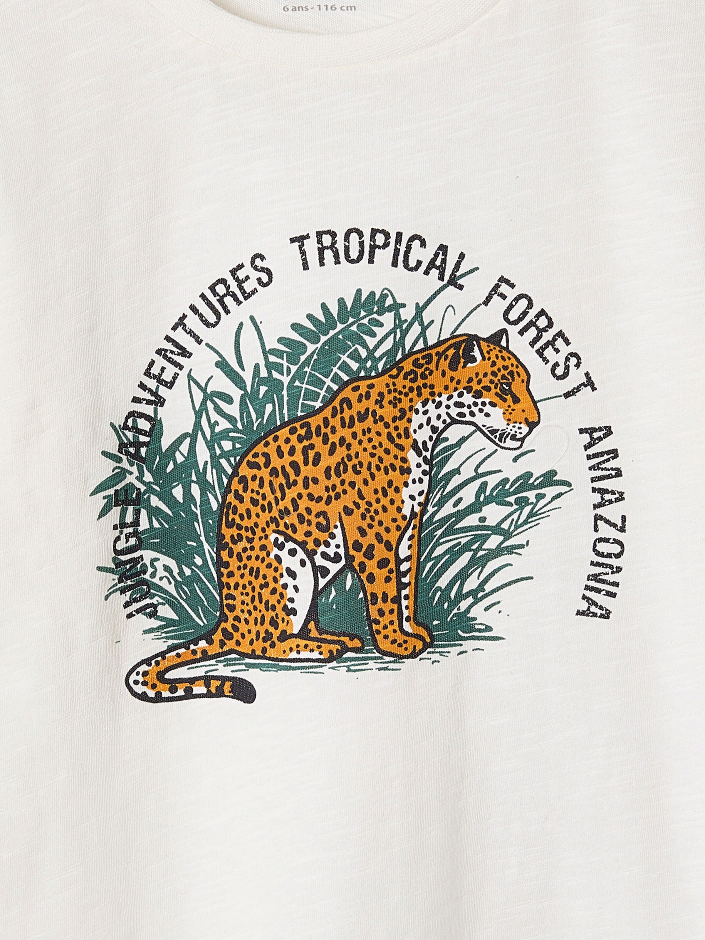 Vertbaudet Jungen T-Shirt mit Naturmotiv, Recycling-Baumwolle wollweiß