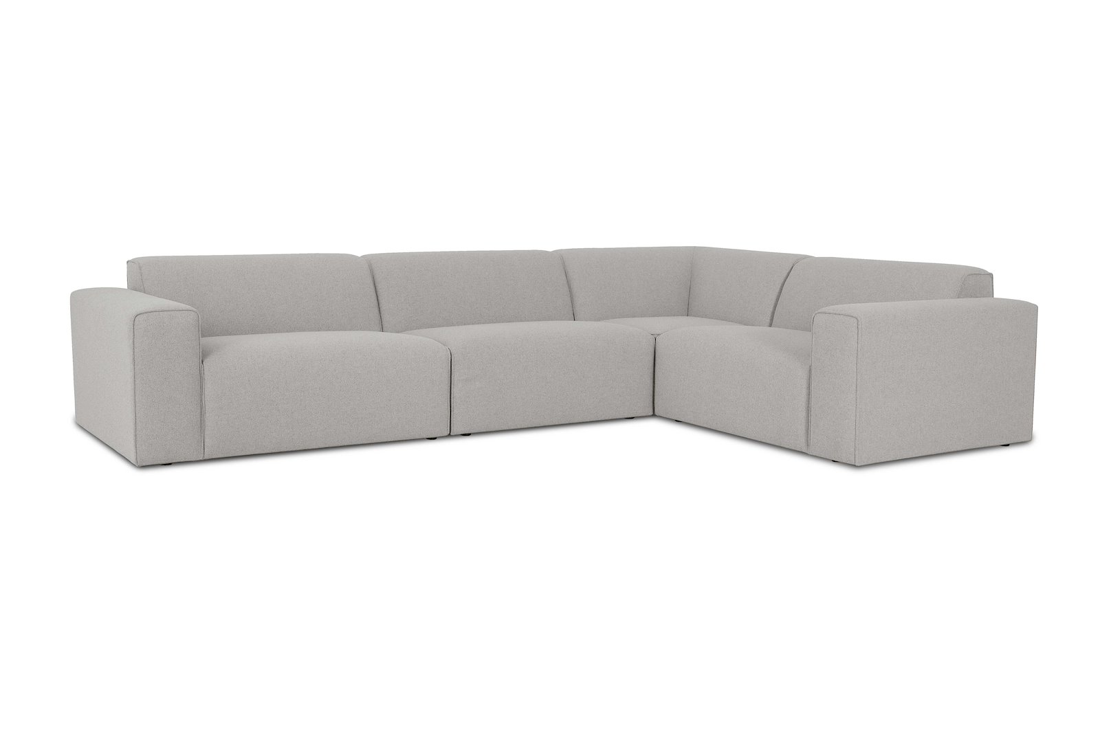 Styl hjørnesofa 3/1,5 hjørnesofa duo puter. Tekstil Brooklyn 3/1 Light Grey med sorte ben.