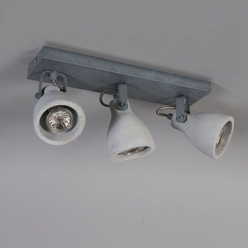 Industriële spot grijs beton 3-lichts - Creto