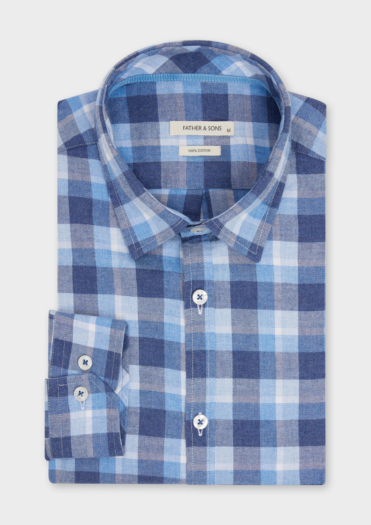 Chemise sport Regular en popeline de coton bleu indigo à carreaux