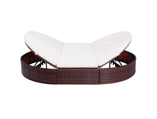 VIDAXL - Lit de repos d'extérieur avec coussin résine tressée marron