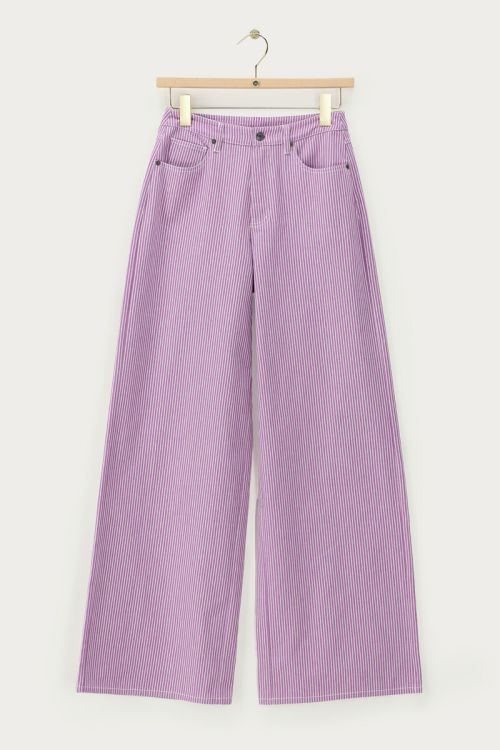 Lila gestreepte wide leg jeans