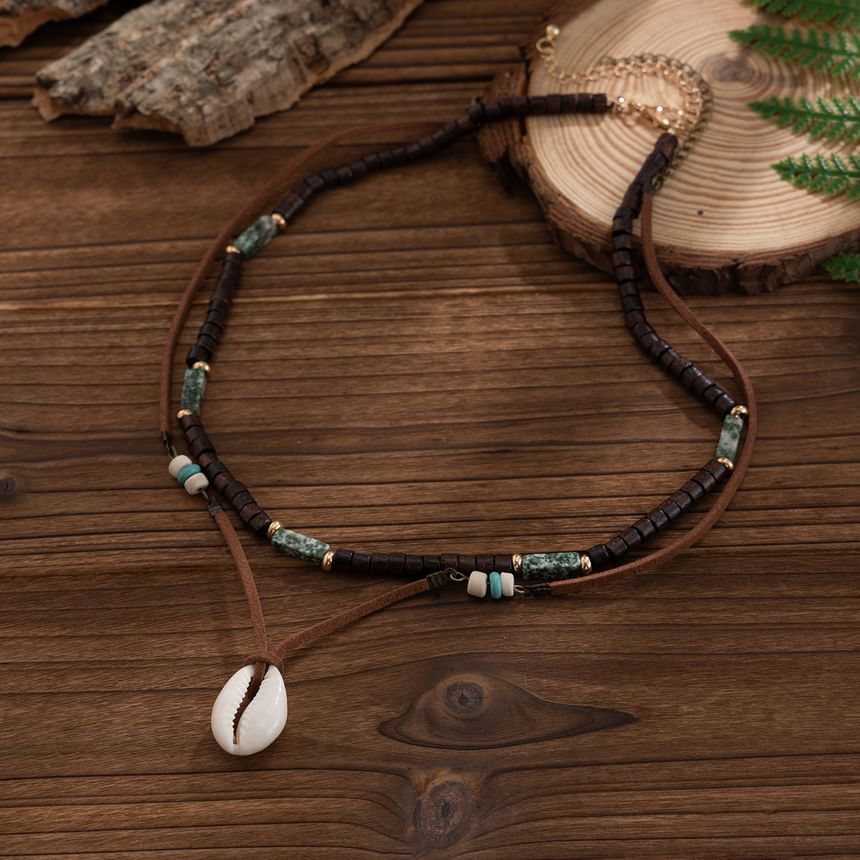 Gretlyn - Schelphanger Turquoise gelaagde ketting
