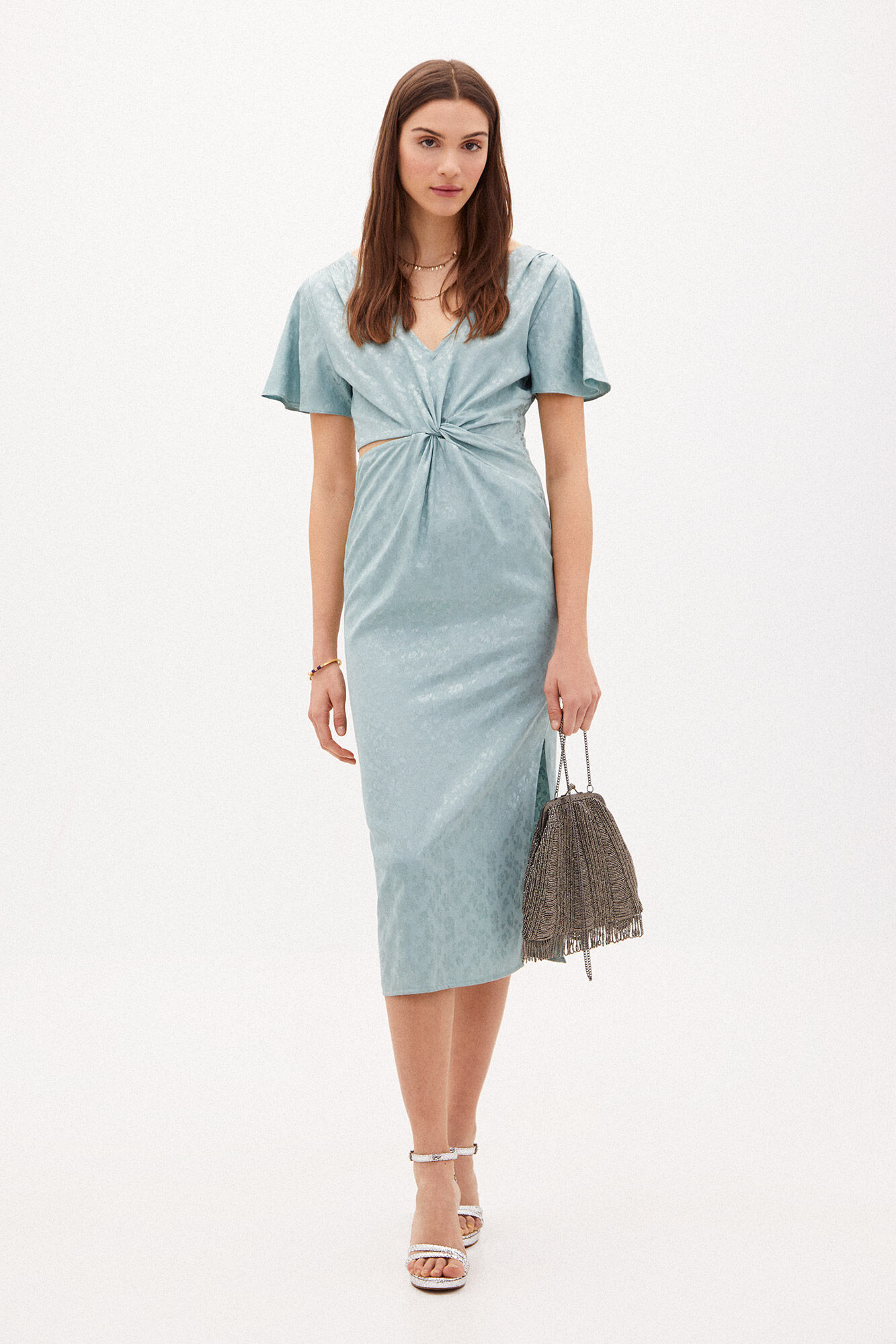 Vestido midi Salma Jacquard - Azul