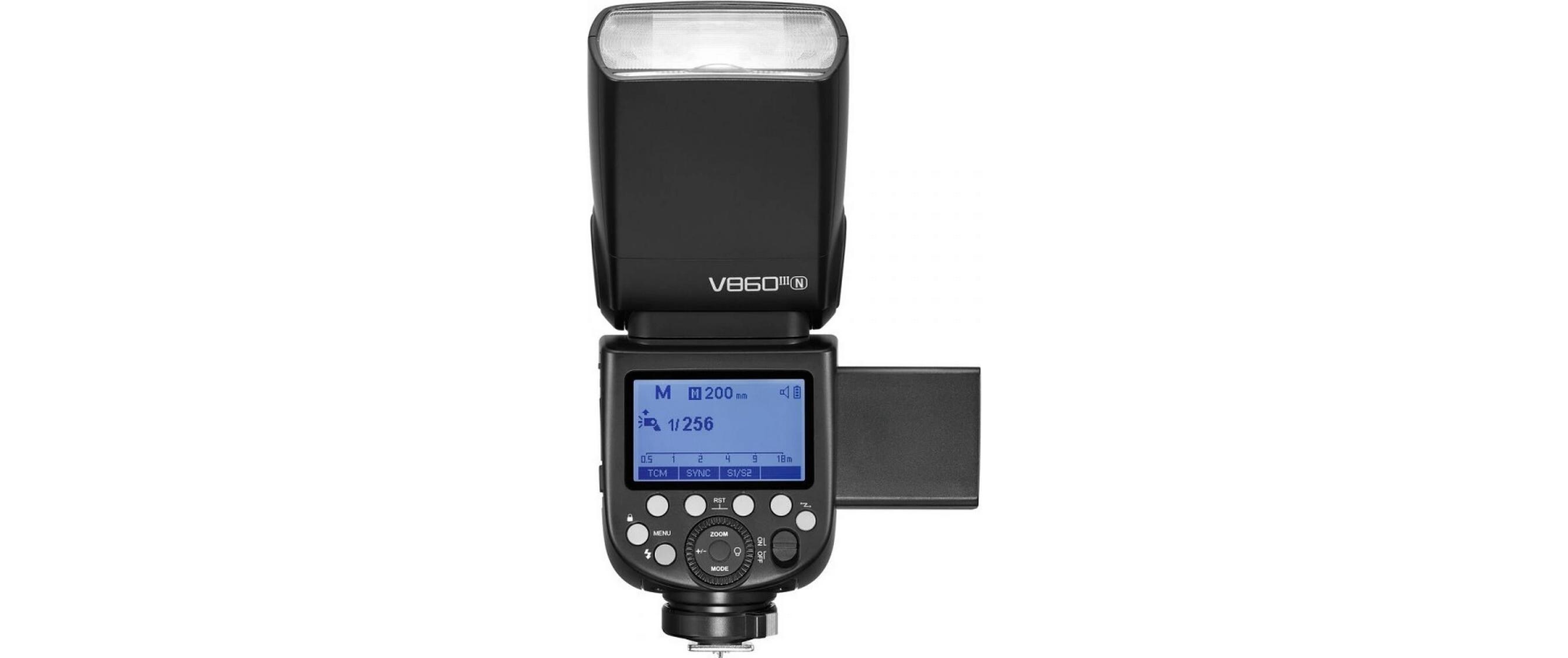 Blitzgerät V860III für Nikon<br>Blitzgerät mit hoher Leitzahl, schneller Recyclingzeit und Li-Ionen-Akku