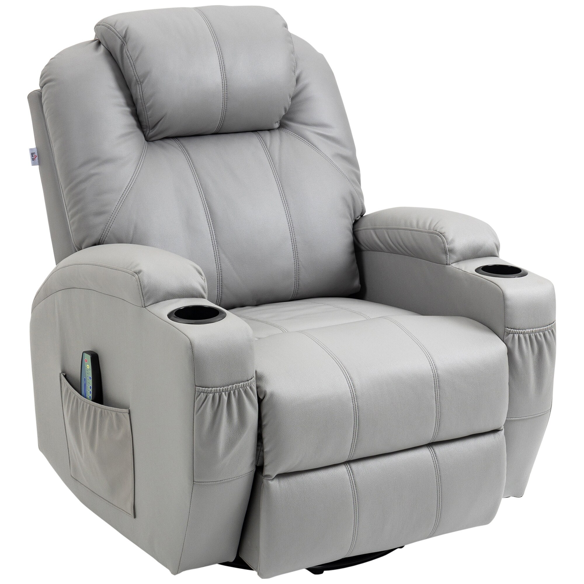 HOMCOM Massagesessel mit Fernbedienung und Getränkehalter grau 89L x 99B x 106H cm