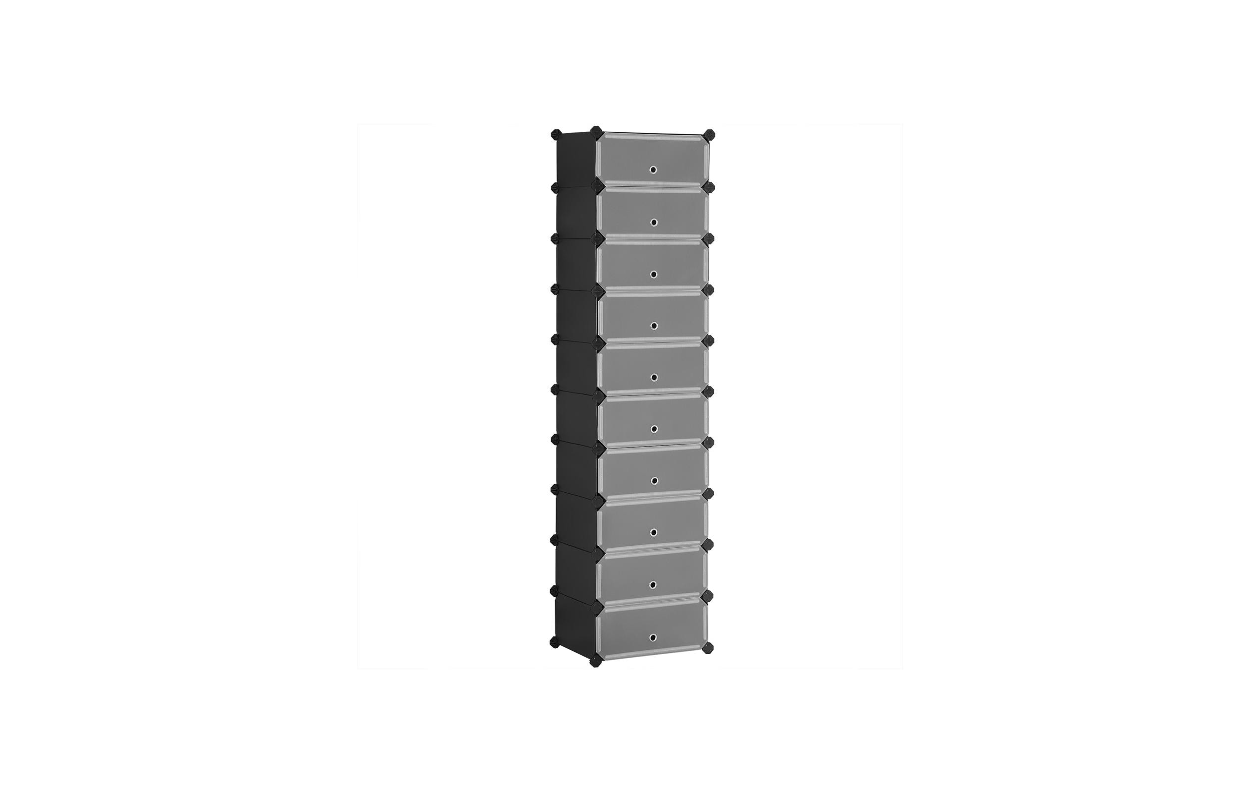 Schuhschrank stapelbar 43 x 31 x 173 cm, Schwarz, 10er SetHohes Schuhregal