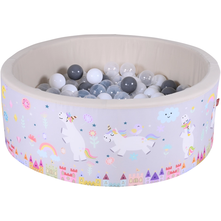 knorr toys® Bällebad soft - Unicorn grey - 150 balls greywhitetransparent beige