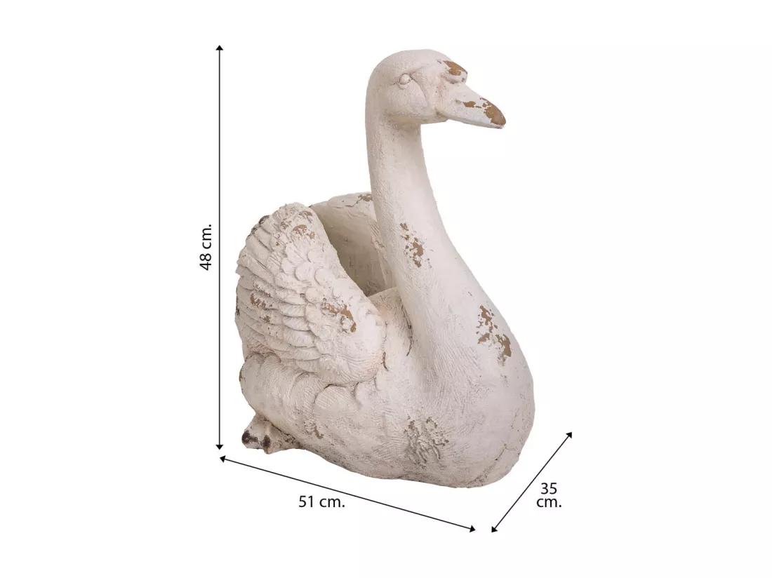 Cache-pot cygne décoratif en magnésie 51x35x48h