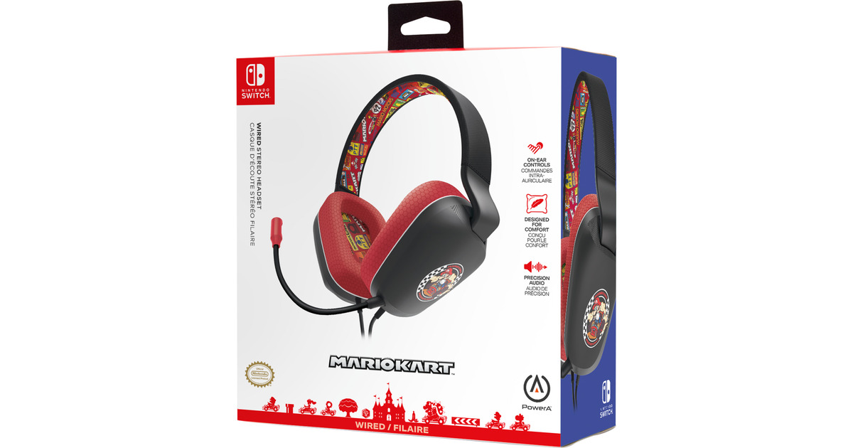 PowerASwitch Stereo Mario Kart over-ear gaming headset  (Zwart/rood)
