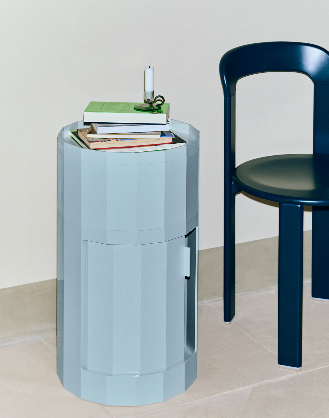 Nachtkastje Facet hoog minty blue
