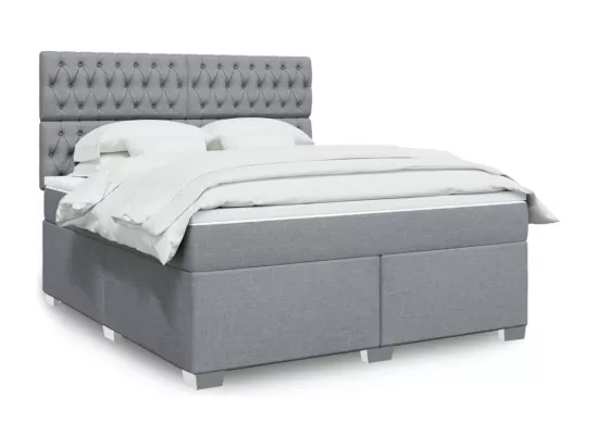 Sommier à lattes de lit avec matelas Gris clair 180x200cm Tissu