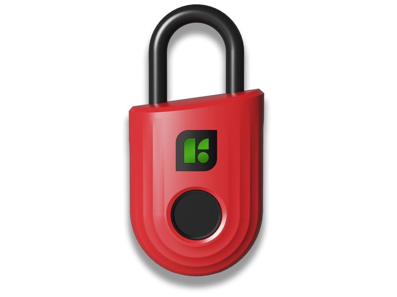 igloohome Padlock Lite, Fingerprint, Rot Sicherheitsschloss aus Edelstahl