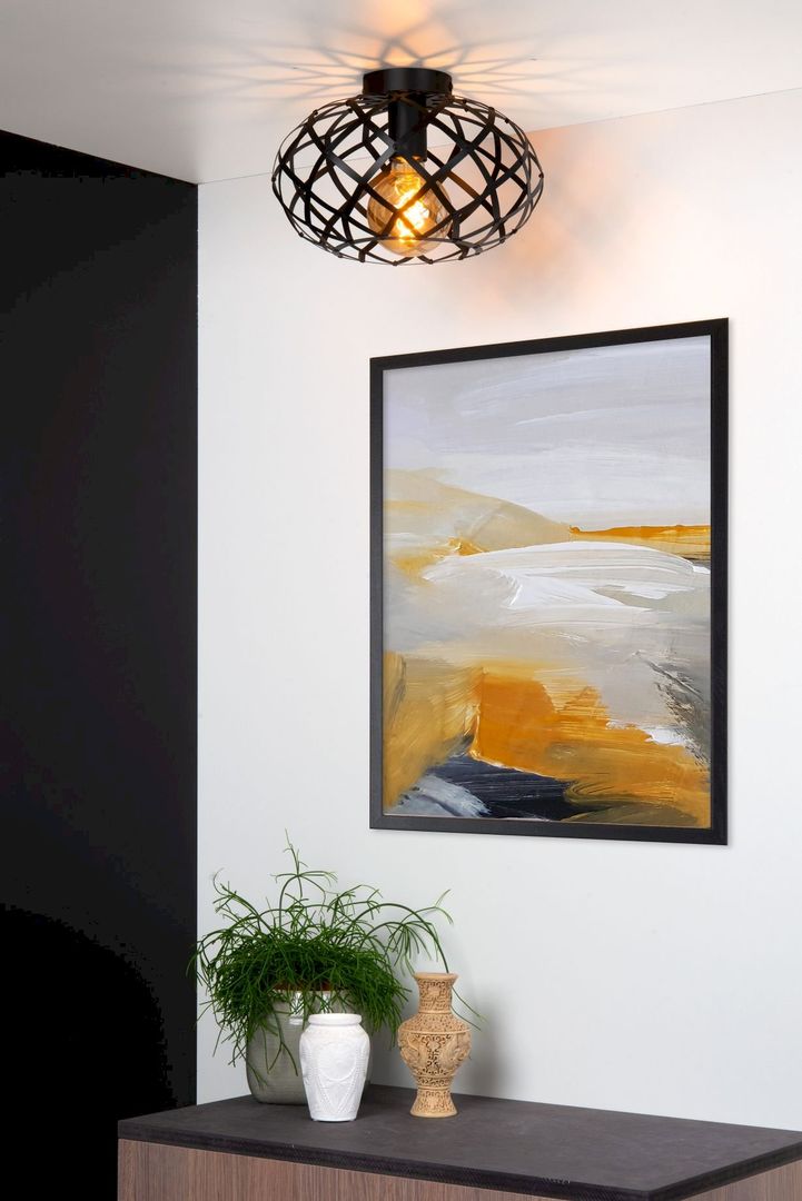 Lucide   Wolfram Zwart Plafondlamp