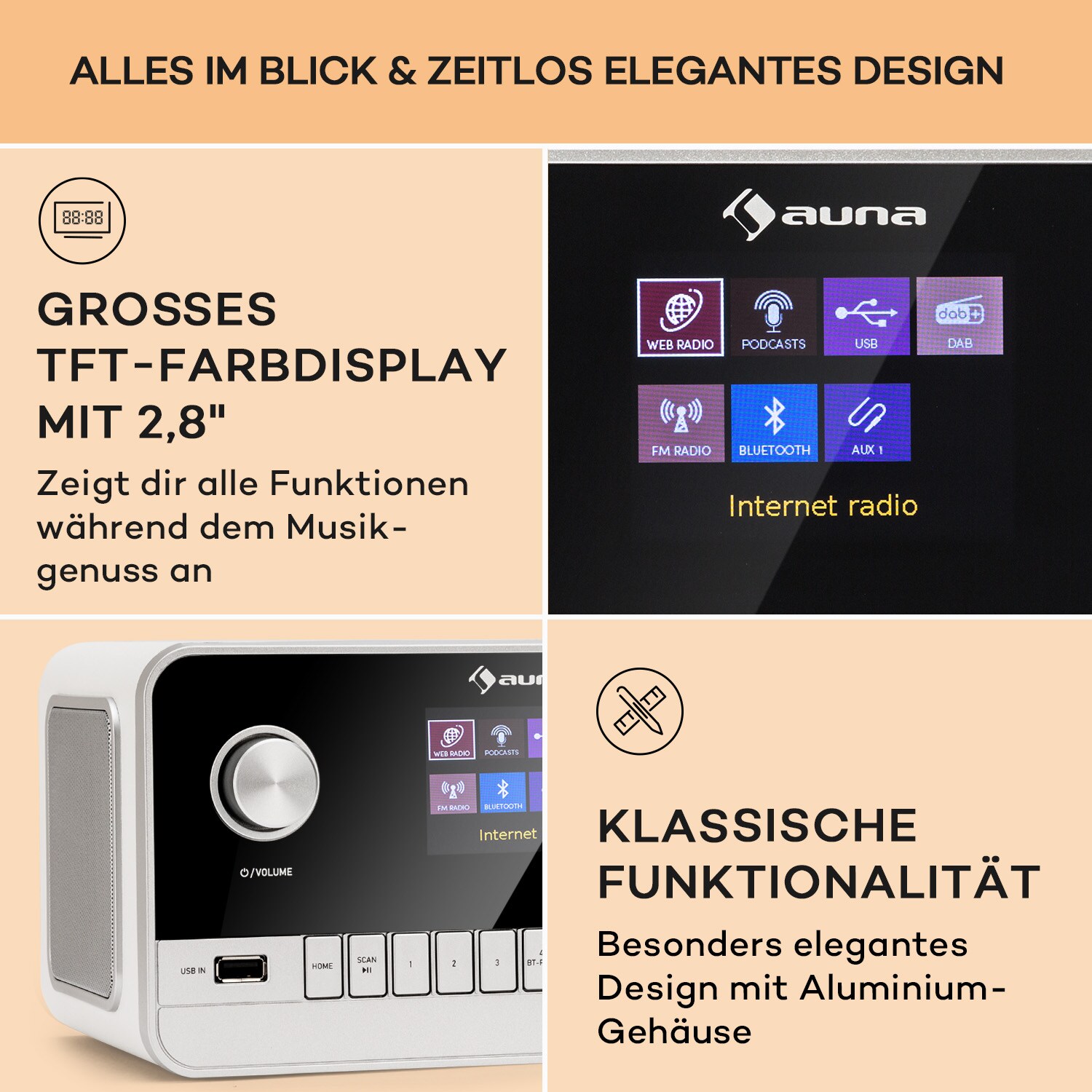 Connect 100 MKII Internetradio Mediaplayer Bluetooth DAB/DAB+ App-Control Weiß