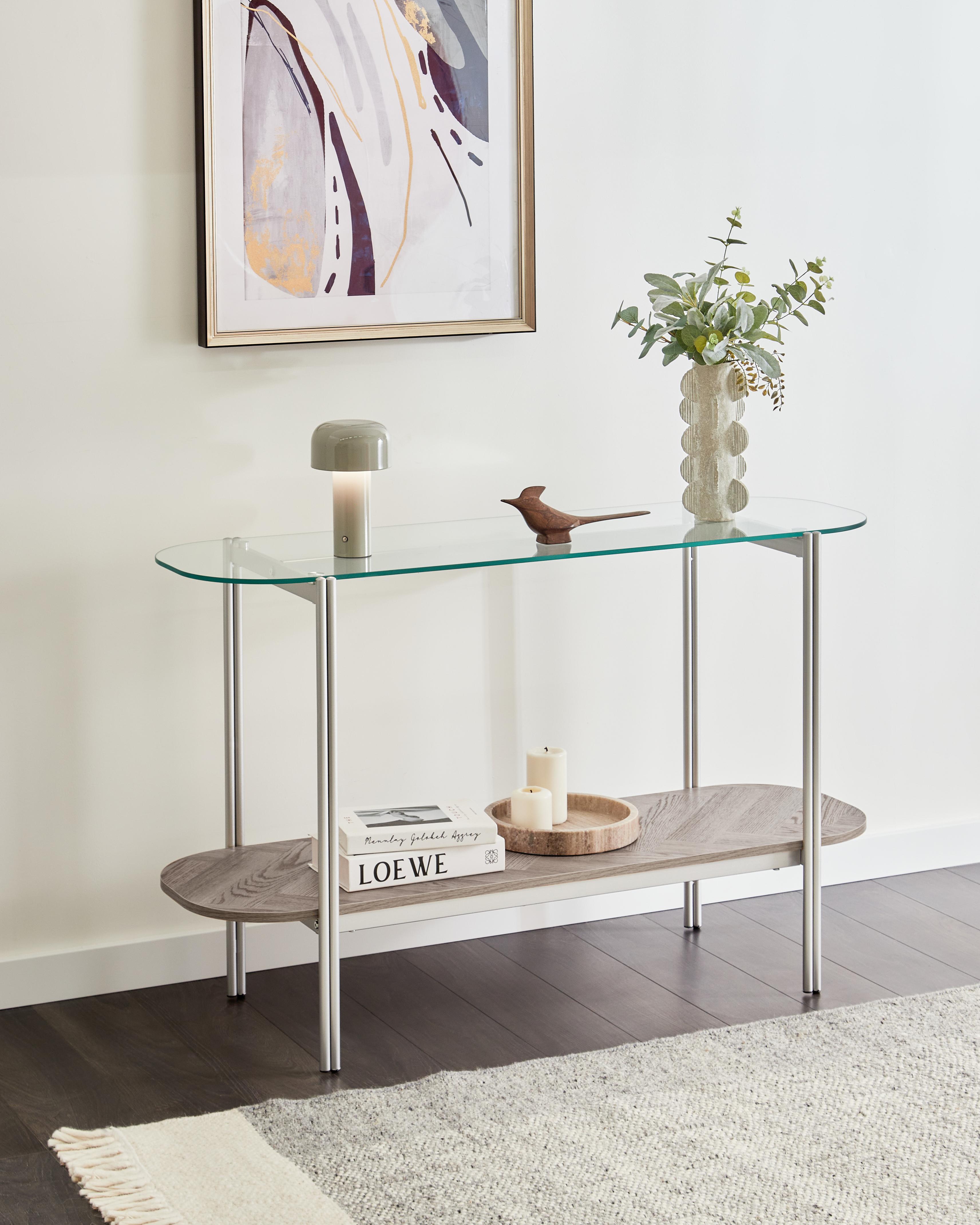 Sidetable LOVELL Veiligheidsglas Zilver