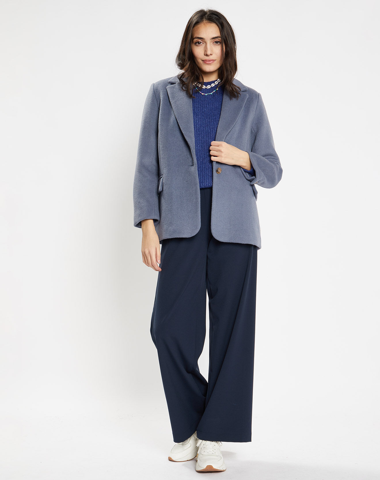 Galeries Lafayette Veste blazer oversize en Laine mélangée Clitch bleu grisé