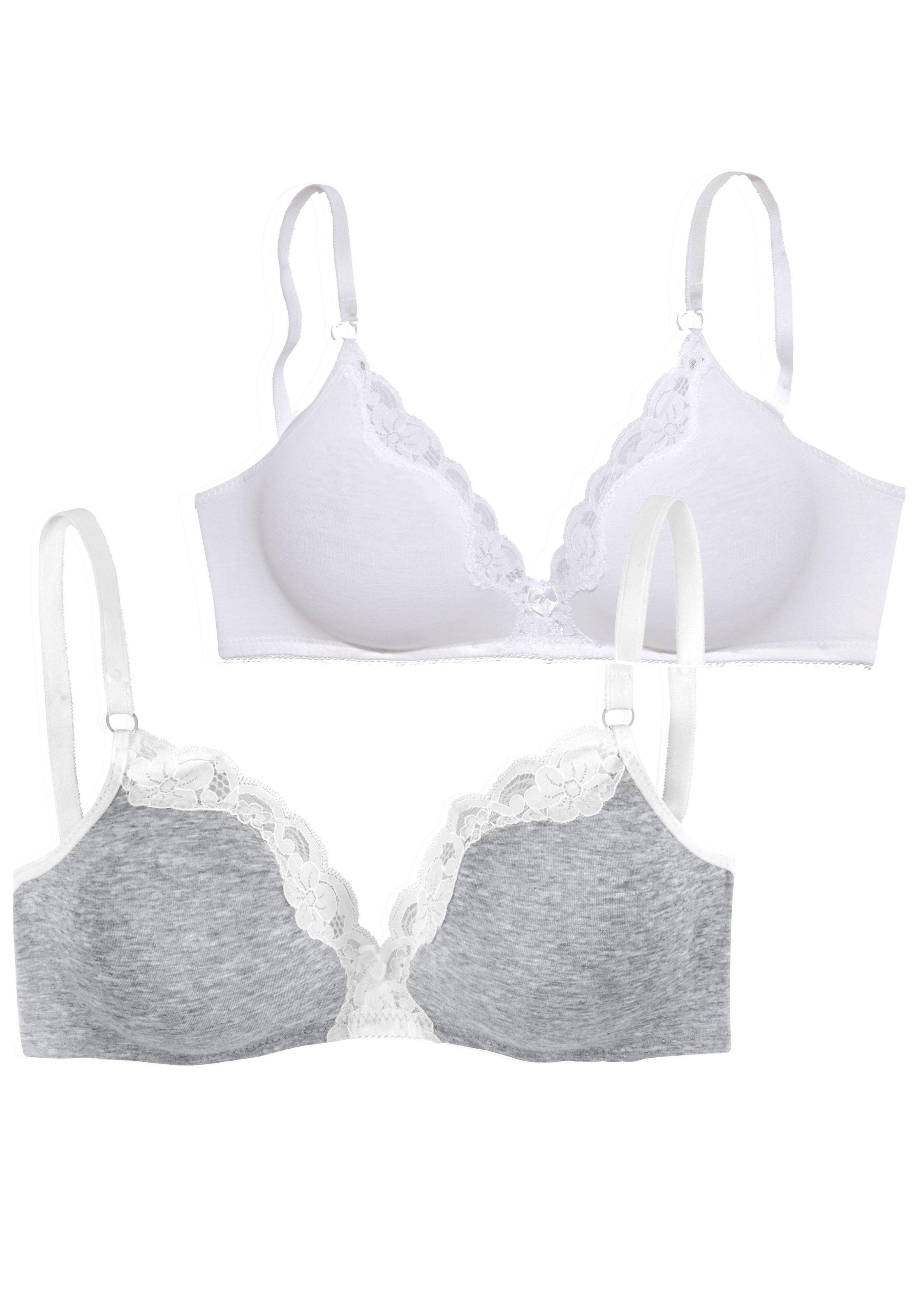 petite fleur Bralette-BH, 2 Stücker Packung, ohne Bügel aus Baumwolle mit Spitze