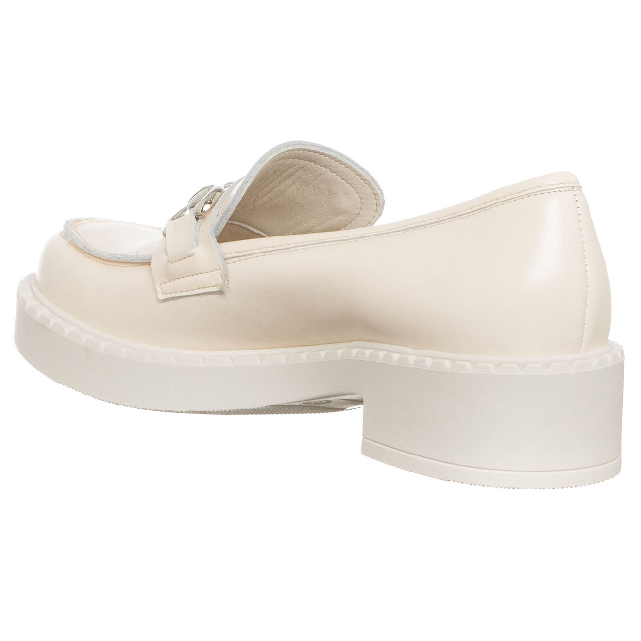 Loretta Pettinari Mocassins en Cuir Fortunata écrus - Talon 4 cm