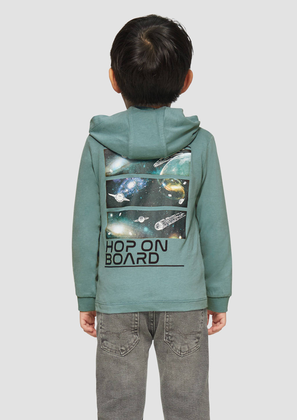 s.Oliver sweater met backprint petrol