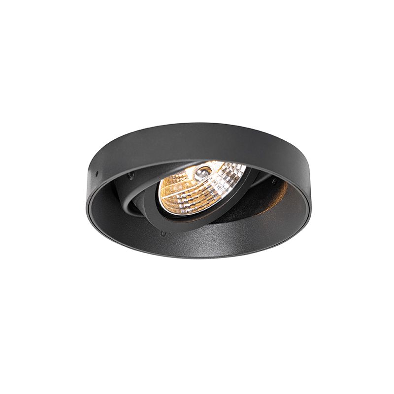 Set van 6 Moderne inbouwspot zwart GU10 AR70 rond trimless - Oneon