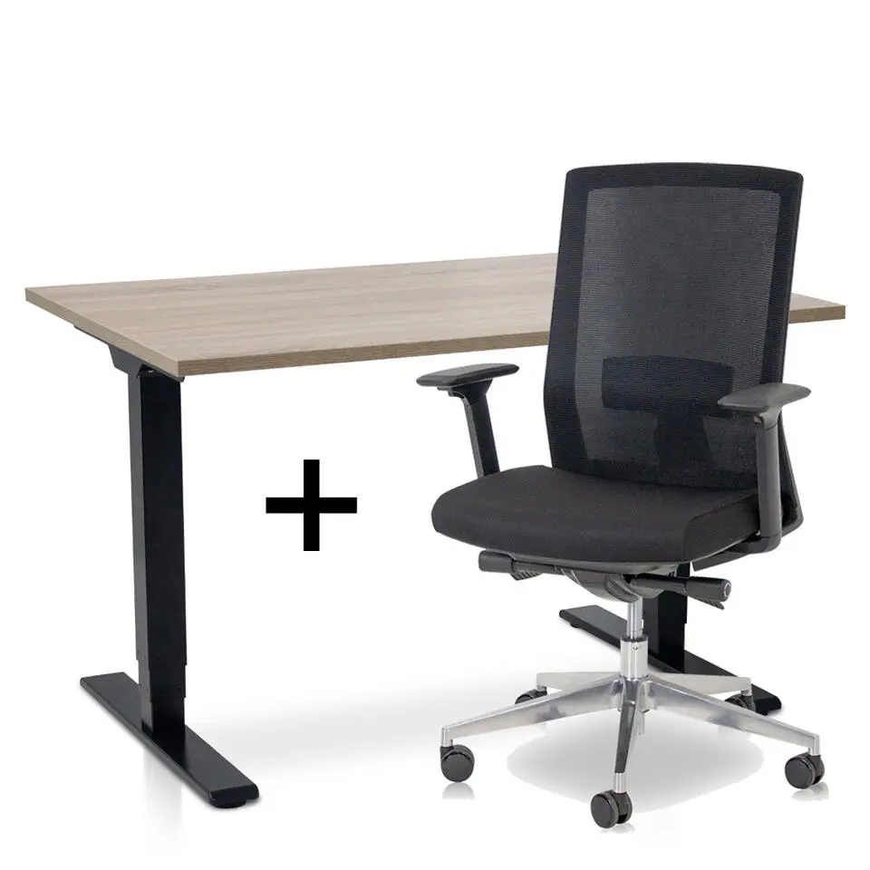 MRC COMFORT Set - Zit-sta bureau   stoel - 140x80 - midden eiken
