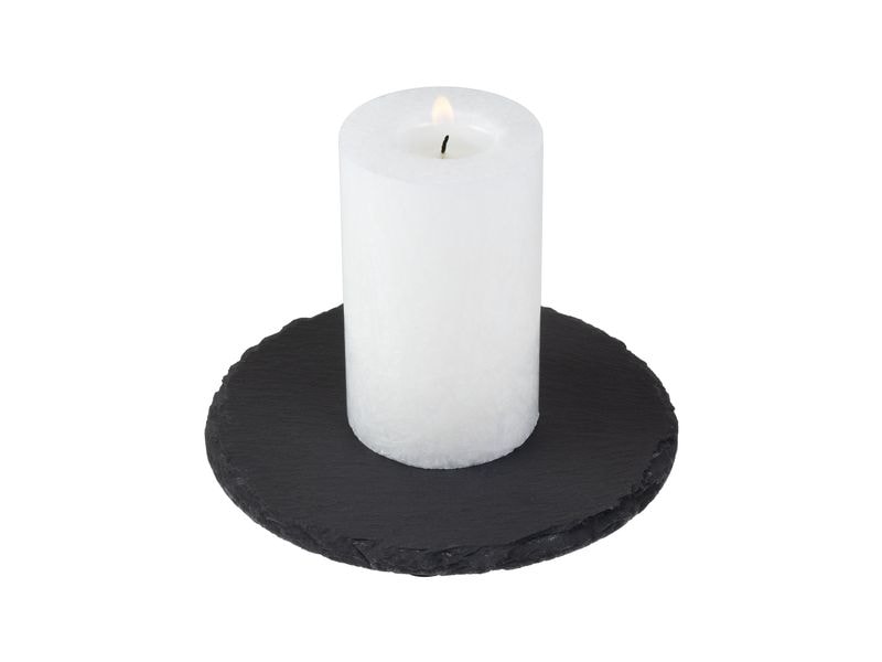 COCON Kerzenuntersetzer Ø 15 cm, Schiefer, Schwarz Untersetzer aus Schiefer für Kerzen