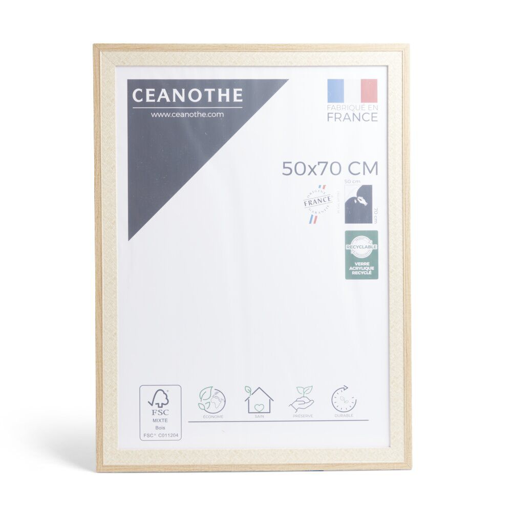 Cadre Palma bois beige naturel 56,8x1,5x76,8cm pour photo 50x70cm